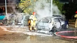 Pożar samochodów osobowych w Gdańsku