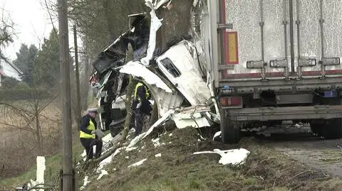 Samochód ciężarowy uderzył w drzewo. Ranny kierowca