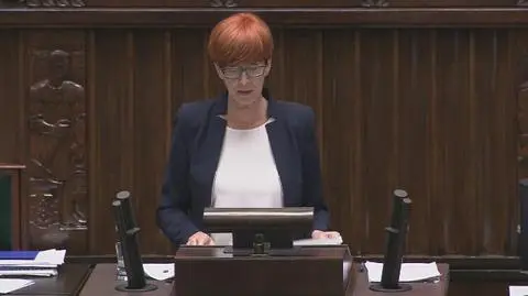Minister Rafalska przemawia w Sejmie ponad zakładany czas. Zobacz reakcję marszałka Terleckiego