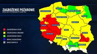 Zagrożenie pożarowe w Polsce w czwartek, 9 rano