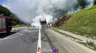 Pożar autobusu na A4 pod Krakowem