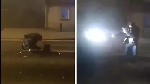 Odpalał fajerwerki na środku jezdni. Wjechał w niego samochód