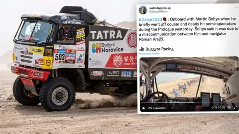 Blisko tragedii na Dakarze. Pilot podał złe wytyczne, kibice uciekali w popłochu