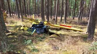 Wypadek szybowca. Rozbił się w środku lasu