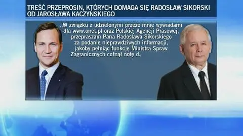 Sikorski pozywa Kaczyńskiego. Żąda przeprosin