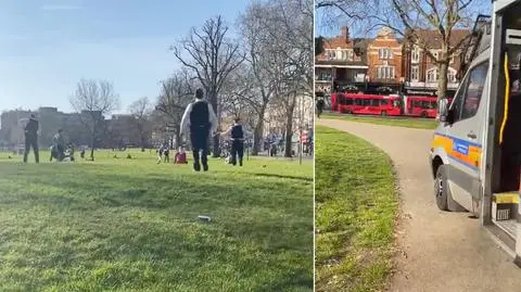"Czy możecie iść do domu? To nie wakacje. Nie możecie tu przychodzić". Policja przegania młodzież z trawnika