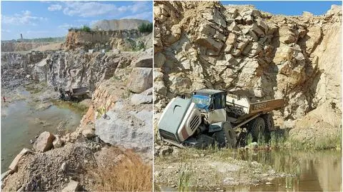 Wozidło spadło z kilkunastometrowego urwiska