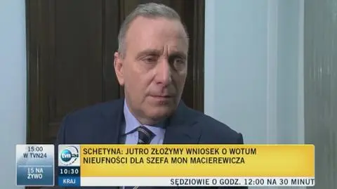 Schetyna: pewnie w piątek wniosek o wotum nieufności wobec Macierewicza
