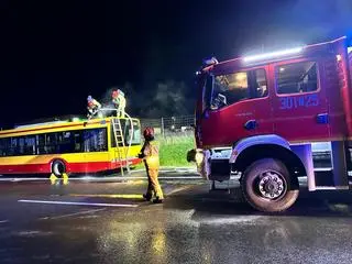 Pożar autobusu na trasie S7