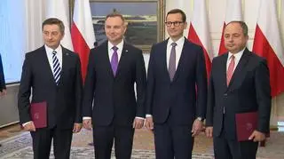 Marek Kuchciński, Andrzej Duda, Mateusz Morawiecki and Konrad Szymański 