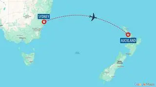 Trasa lotu z Sydney do Auckland 