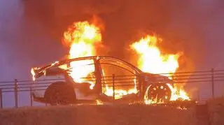 Pożar samochodu elektrycznego na A1