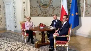 Ursula von der Leyen, Andrzej Duda and Mateusz Morawiecki 
