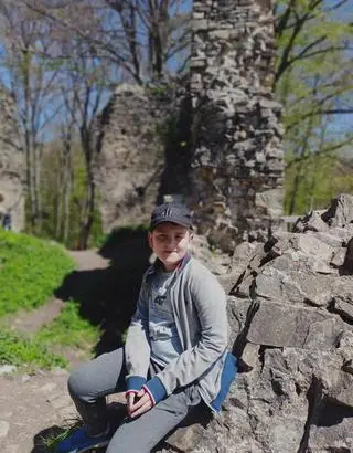 11-letni Paweł na wycieczce w zamku Sobień 