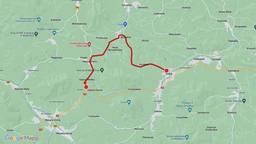 Objazd wyznaczono drogą wojewódzką 964