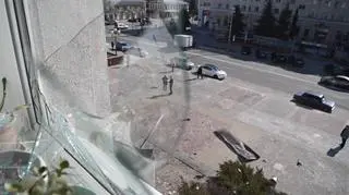 Uszkodzony budynek władz miejskich w Biełgorodzie 