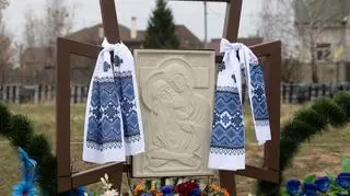 Miejsce upamiętnienia Ukraińców, którzy zginęli w czasie rosyjskiej okupacji w podkijowskiej Buczy