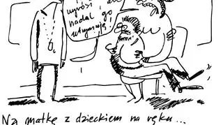 Na matkę z dzieckiem w ręku