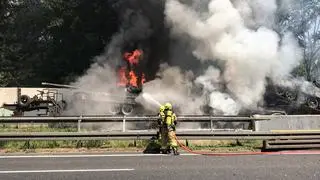 Płonęły czołgi na autostradzie A6