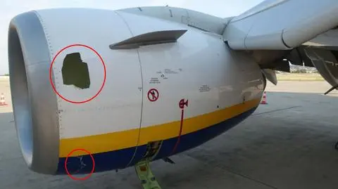 Uszkodzony silnik samolotu Boeing 737 linii Ryanair
