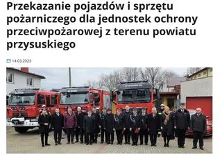 Informacja o przekazaniu sprzętu z marca tego roku