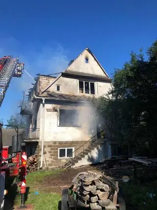 Pożar budynku mieszkalnego w Głogoczowie (woj. małopolskie)