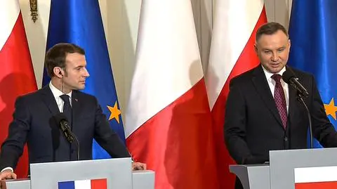 Konferencja prasowa prezydentów Emmanuela Macrona i Andrzeja Dudy