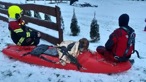 Pod Miśkiem załamał się lód. Strażacy ruszyli na pomoc