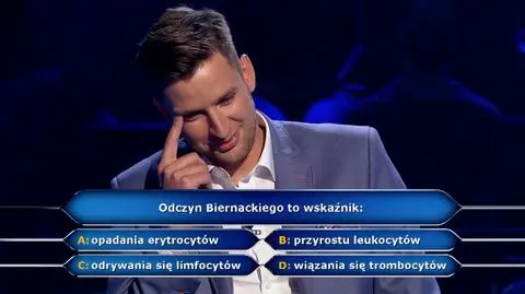 Odczyn Biernackiego w pytaniu z "Milionerów" za 10 tysięcy złotych