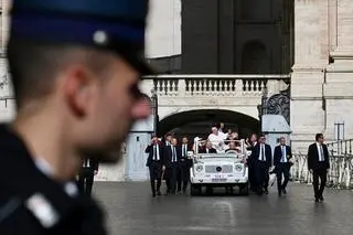 Papież Franciszek podczas audiencji generalnej, 22 maja 2024 r.