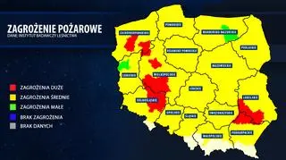 Zagrożenie pożarowe w polskich lasach, 27.06.2022
