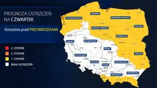 Prognoza zagrożeń IMGW na czwartek