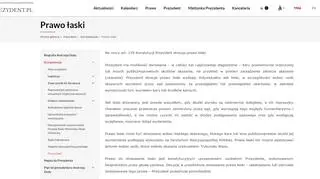 Zrzut ekranu ze strony KPRP z informacją na temat prawa łaski z zakładki "kompetencje" (zdjęcie z 07.06.2023 r.)