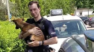 Sergeant Fabian Walotek saved the dog from the fire