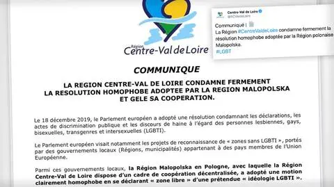 Francuski region "zamraża" współpracę z Małopolską. Przez uchwałę sejmiku w sprawie ideologii LGBT