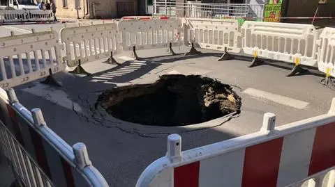 Hrubieszów. Zapadł się fragment jezdni