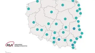 Sytuacja radiacyjna na terytorium Polski (stan na godzinę 7:00)