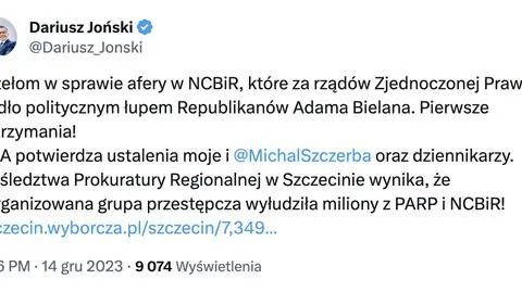 Wpis posła Jońskiego