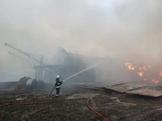 Pożar zabudowań gospodarczych w Rybniku