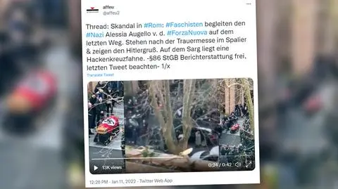 Nazistowska flaga i rzymski salut na pogrzebowej procesji. "Ideologiczne wykorzystywanie" nabożeństwa 