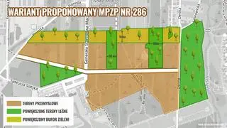 Kolejny wariant proponowany przez miasto - z uwzględnieniem buforów zieleni