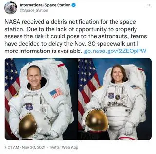 Aktualnie czytasz: NASA przełożyła kosmiczny spacer z powodu "śmieci". Niewykluczone, że pozostały po testach rosyjskich rakiet
