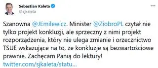 Wpis Sebastiana Kalety na Twitterze