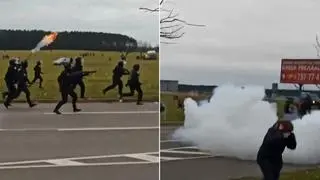 Rozpędzanie uczestników protestu w pobliżu uroczyska Kuropaty 