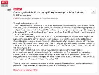 Posiedzenie TK w sprawie wniosku premiera z datą 31 sierpnia