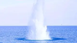 Detonacja miny podwodnej z czasów II wojny światowej