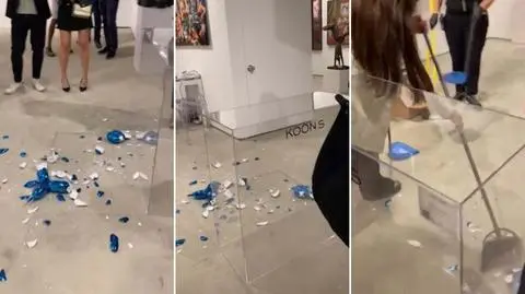 "Balonowy pies" rozleciał się na kawałki. Znana rzeźba stłuczona