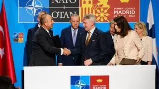 Recep Tayyip Erdogan i Sauli Niinisto w Madrycie