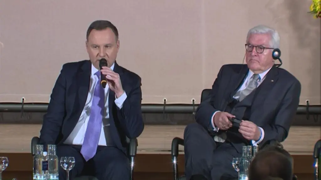 Andrzej Duda podczas debaty z prezydentem Niemiec