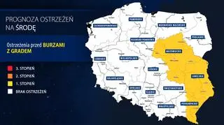 Prognoza zagrożeń meteorologicznych na środę